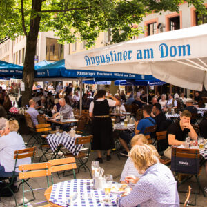 Original Bavarian Beer Garden In Munich – Munich, Germany – June